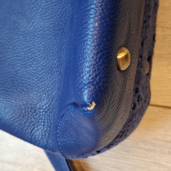 Darling Royal Blue Vegan Leather & Lace Overlay Purse Crossbody Bag - Picture 12 of 12